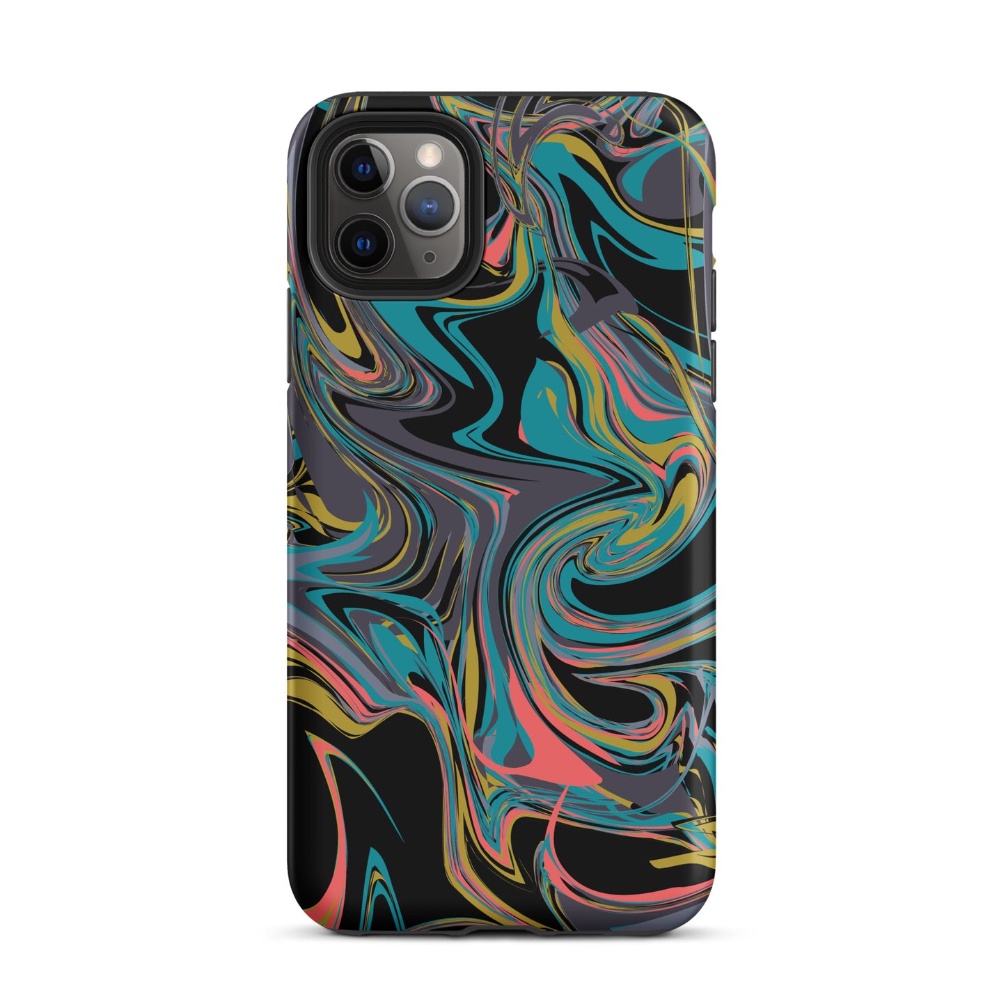 iPhone Dual-Layered Tough Case With Raised Bezel - Rainbow Marbel