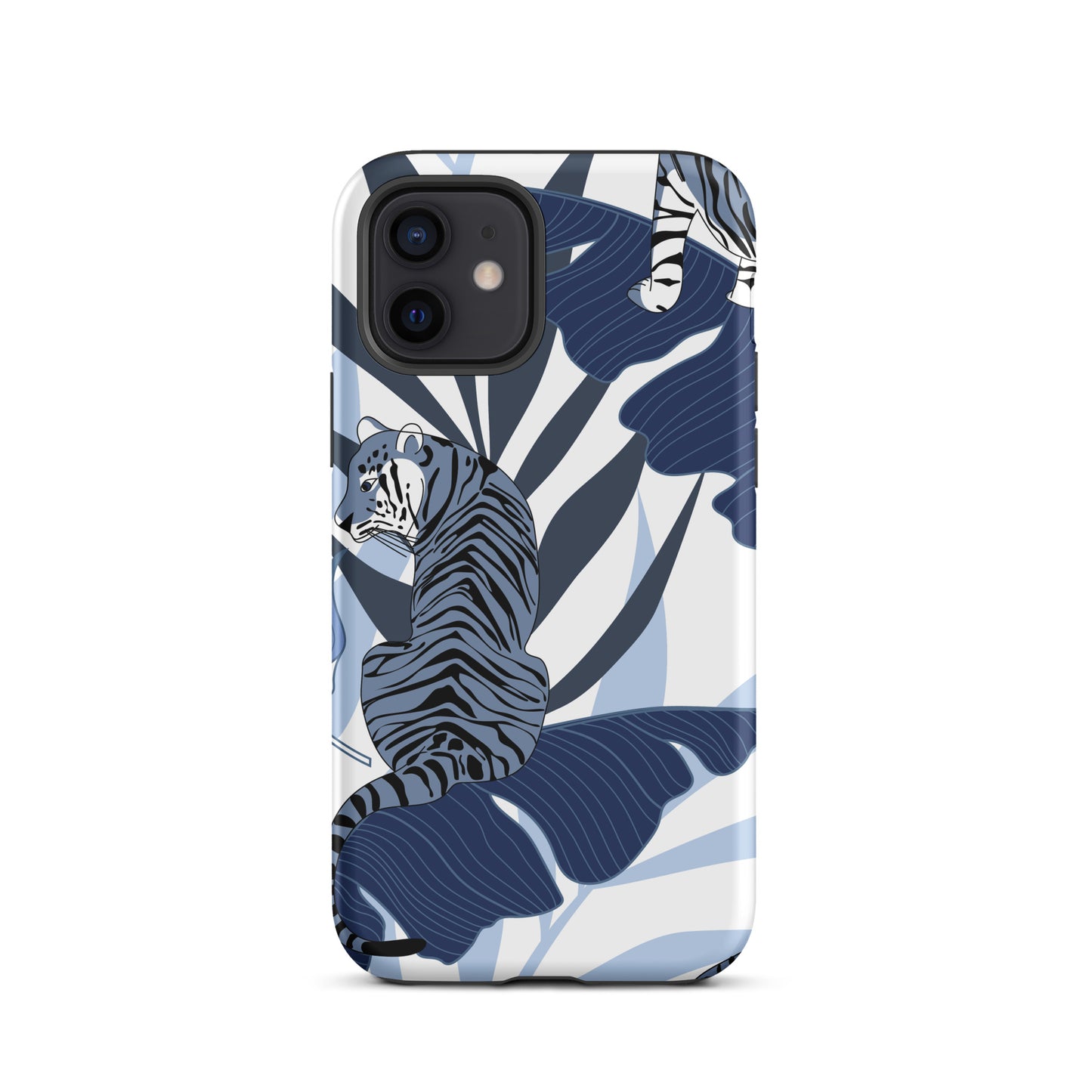 iPhone Dual-Layered Tough Case With Raised Bezel - Blue Tiger