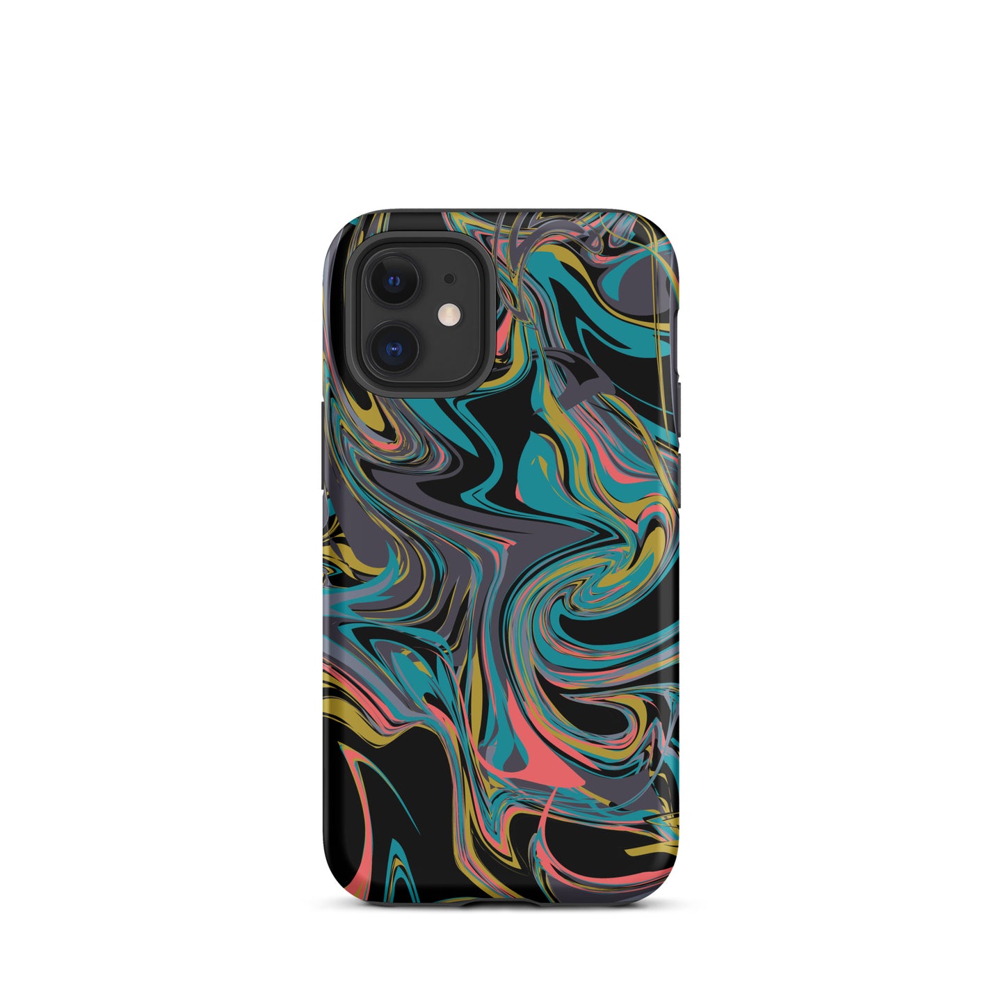 iPhone Dual-Layered Tough Case With Raised Bezel - Rainbow Marbel