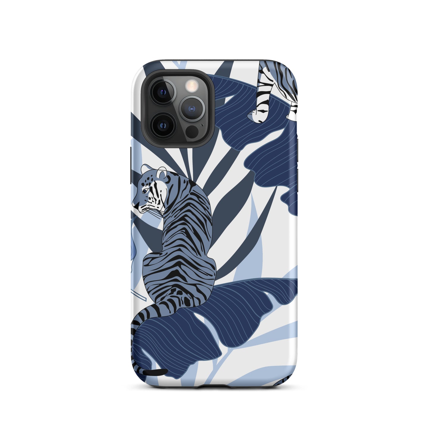 iPhone Dual-Layered Tough Case With Raised Bezel - Blue Tiger