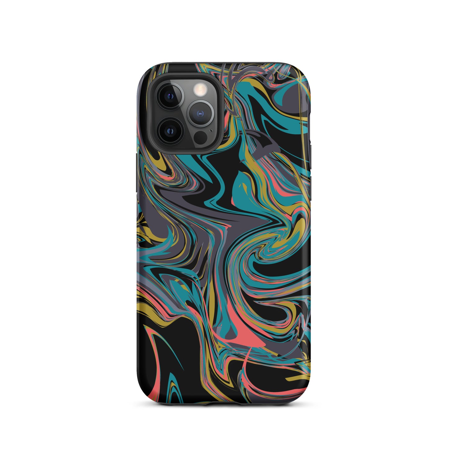 iPhone Dual-Layered Tough Case With Raised Bezel - Rainbow Marbel