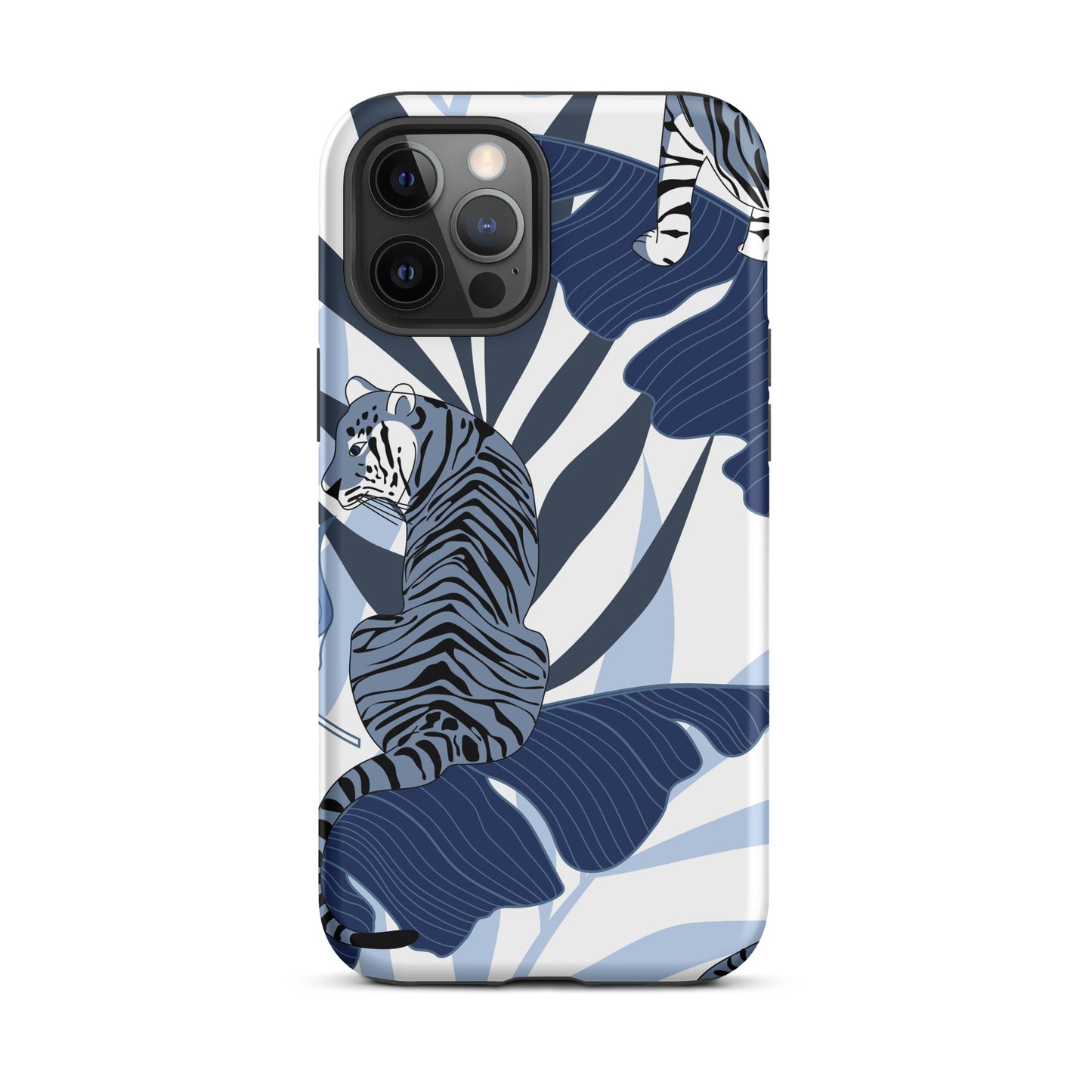iPhone Dual-Layered Tough Case With Raised Bezel - Blue Tiger