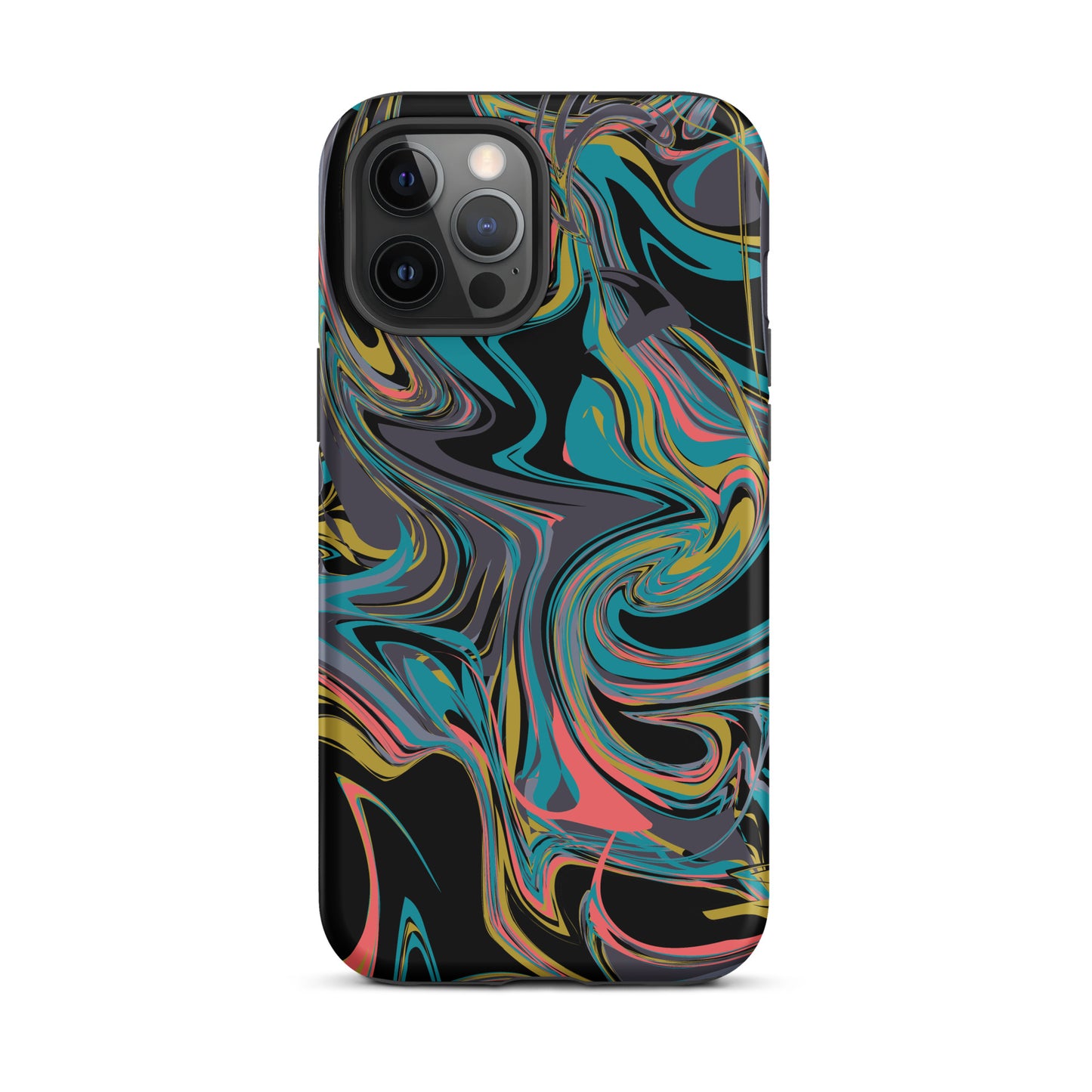 iPhone Dual-Layered Tough Case With Raised Bezel - Rainbow Marbel