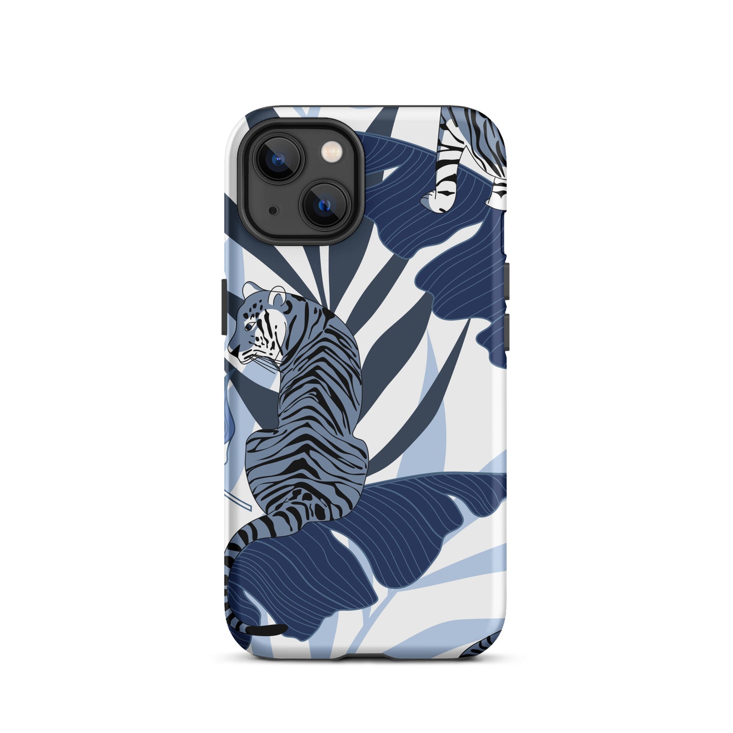 iPhone Dual-Layered Tough Case With Raised Bezel - Blue Tiger