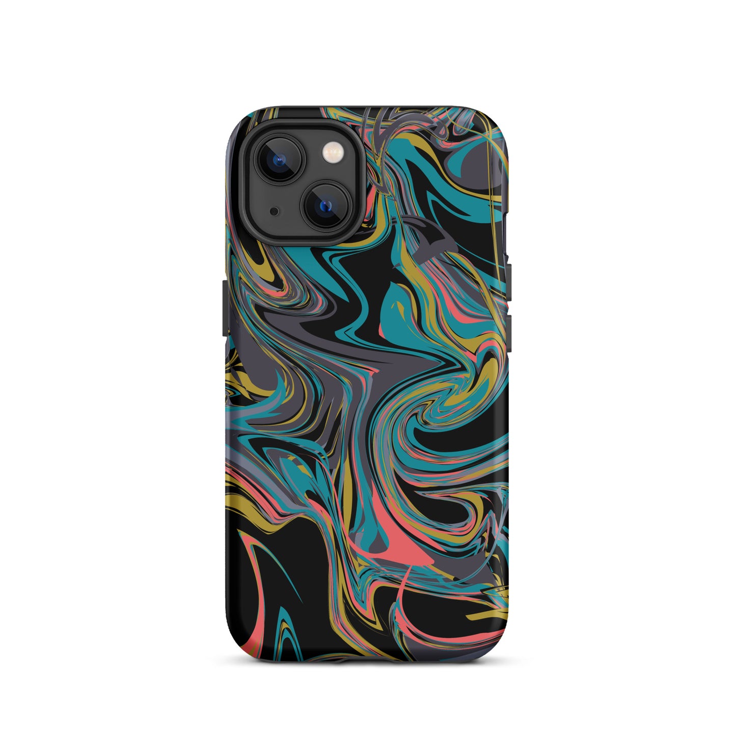 iPhone Dual-Layered Tough Case With Raised Bezel - Rainbow Marbel