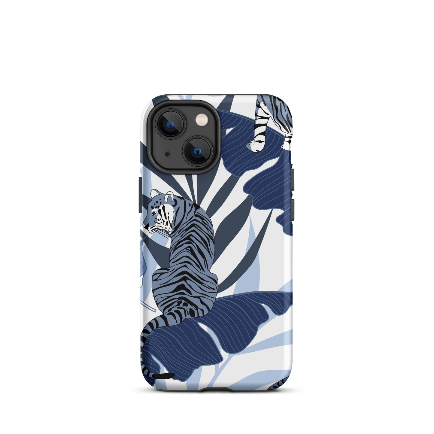 iPhone Dual-Layered Tough Case With Raised Bezel - Blue Tiger