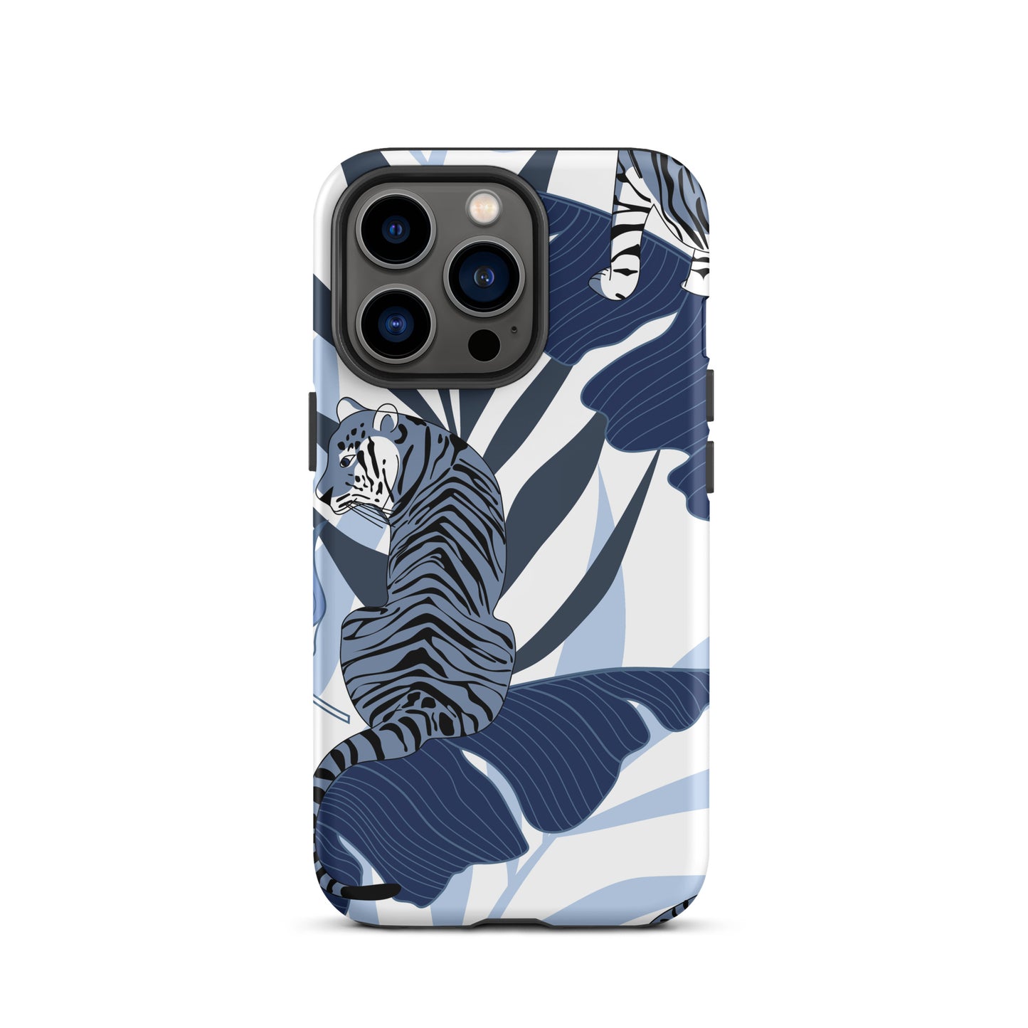 iPhone Dual-Layered Tough Case With Raised Bezel - Blue Tiger