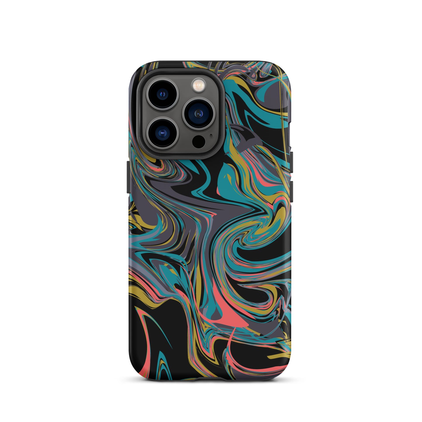 iPhone Dual-Layered Tough Case With Raised Bezel - Rainbow Marbel