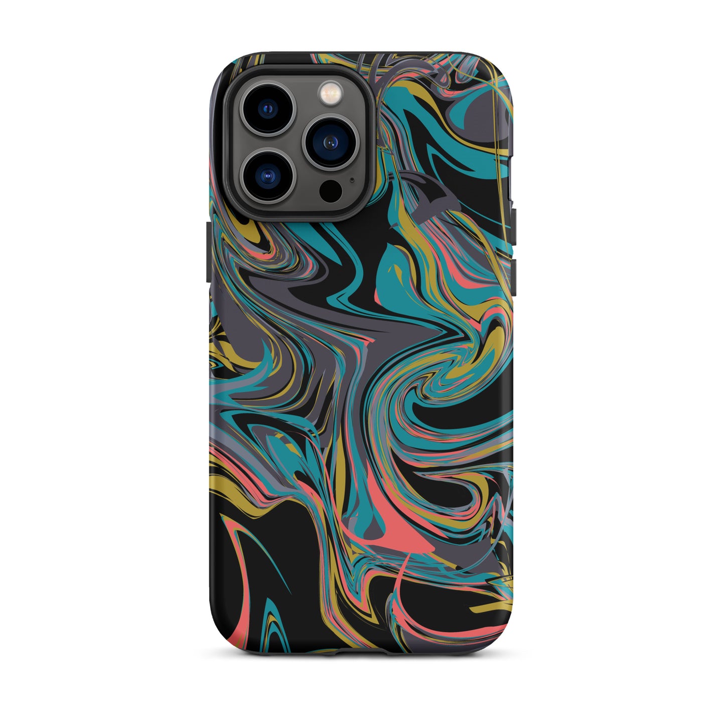 iPhone Dual-Layered Tough Case With Raised Bezel - Rainbow Marbel