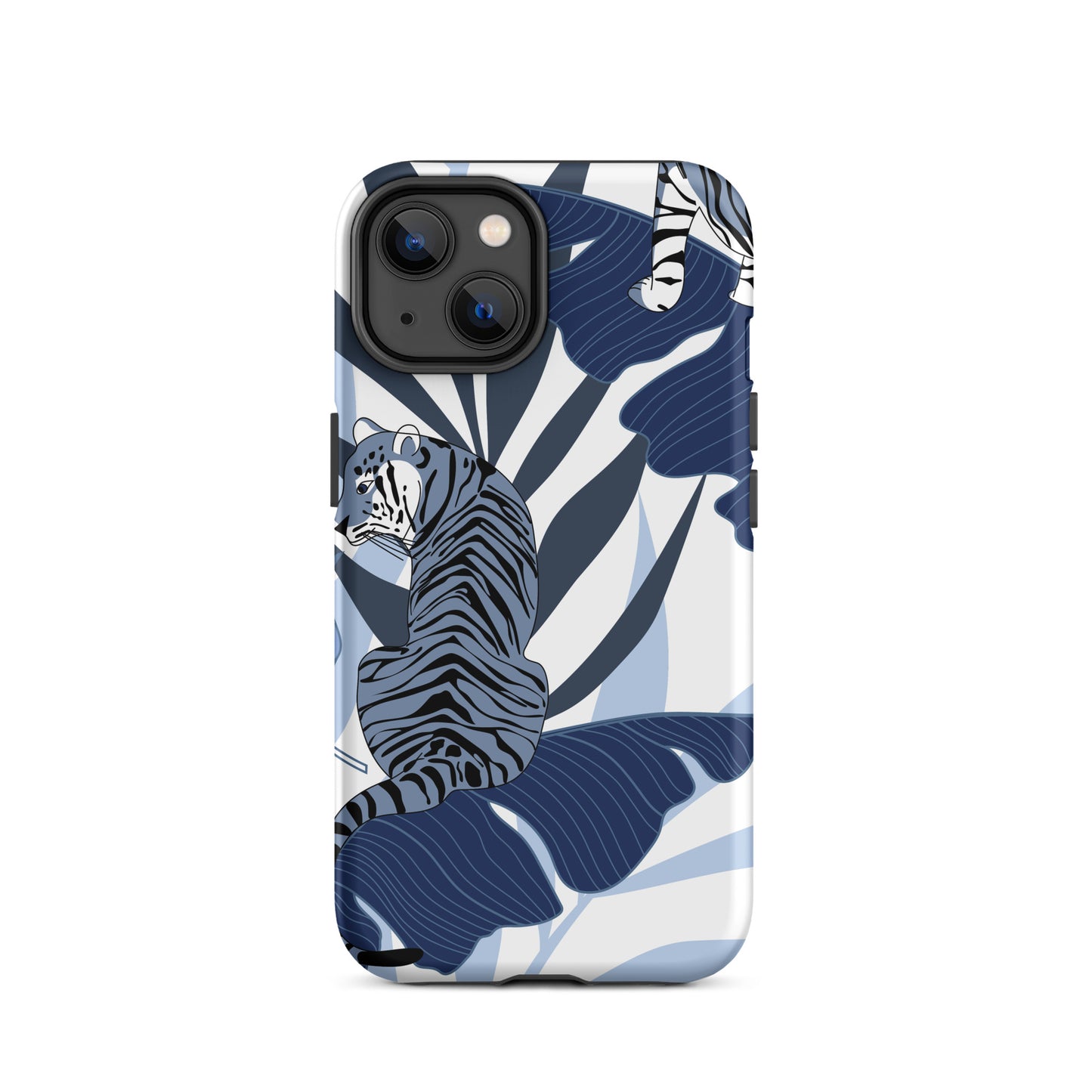 iPhone Dual-Layered Tough Case With Raised Bezel - Blue Tiger