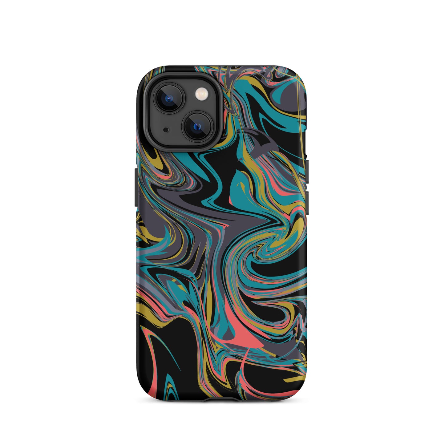 iPhone Dual-Layered Tough Case With Raised Bezel - Rainbow Marbel
