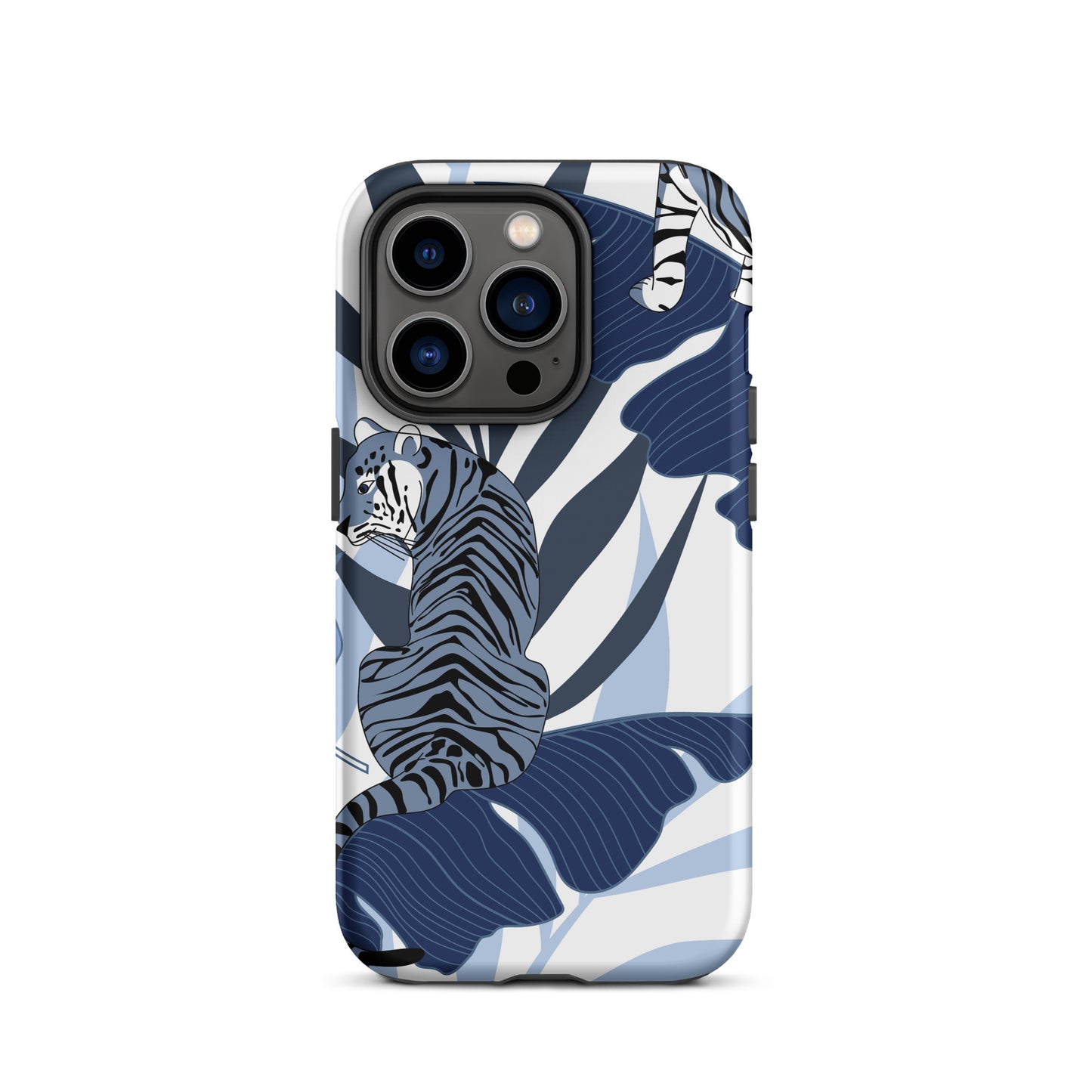 iPhone Dual-Layered Tough Case With Raised Bezel - Blue Tiger