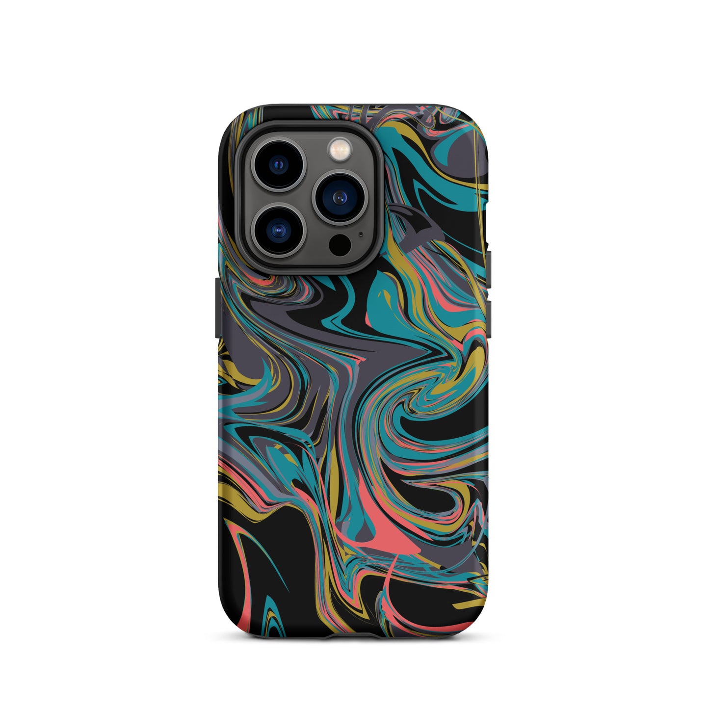 iPhone Dual-Layered Tough Case With Raised Bezel - Rainbow Marbel