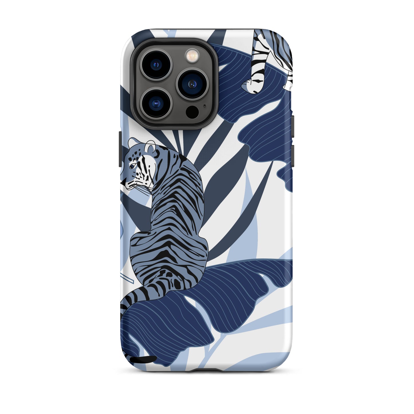 iPhone Dual-Layered Tough Case With Raised Bezel - Blue Tiger