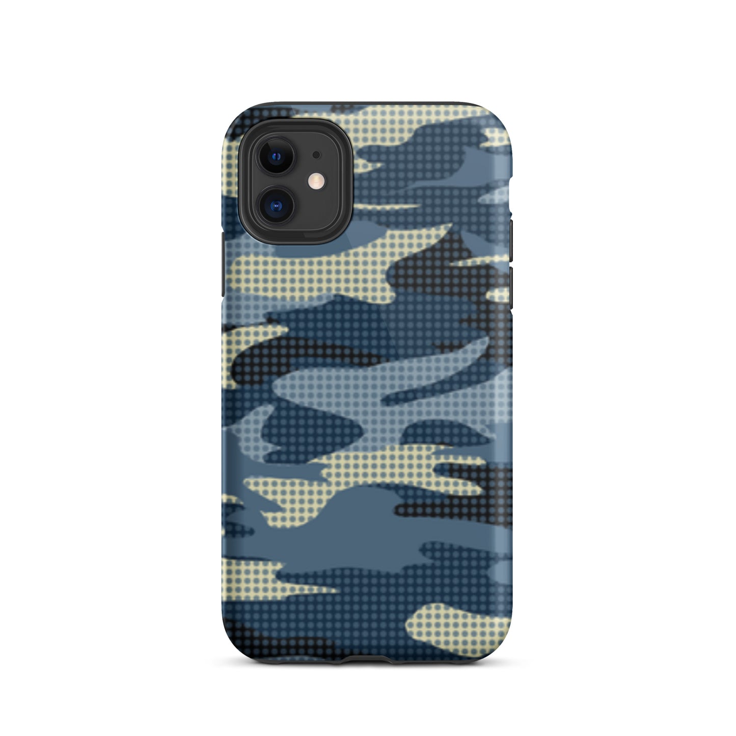 iPhone Dual-Layered Tough Case With Raised Bezel - Blue Camo