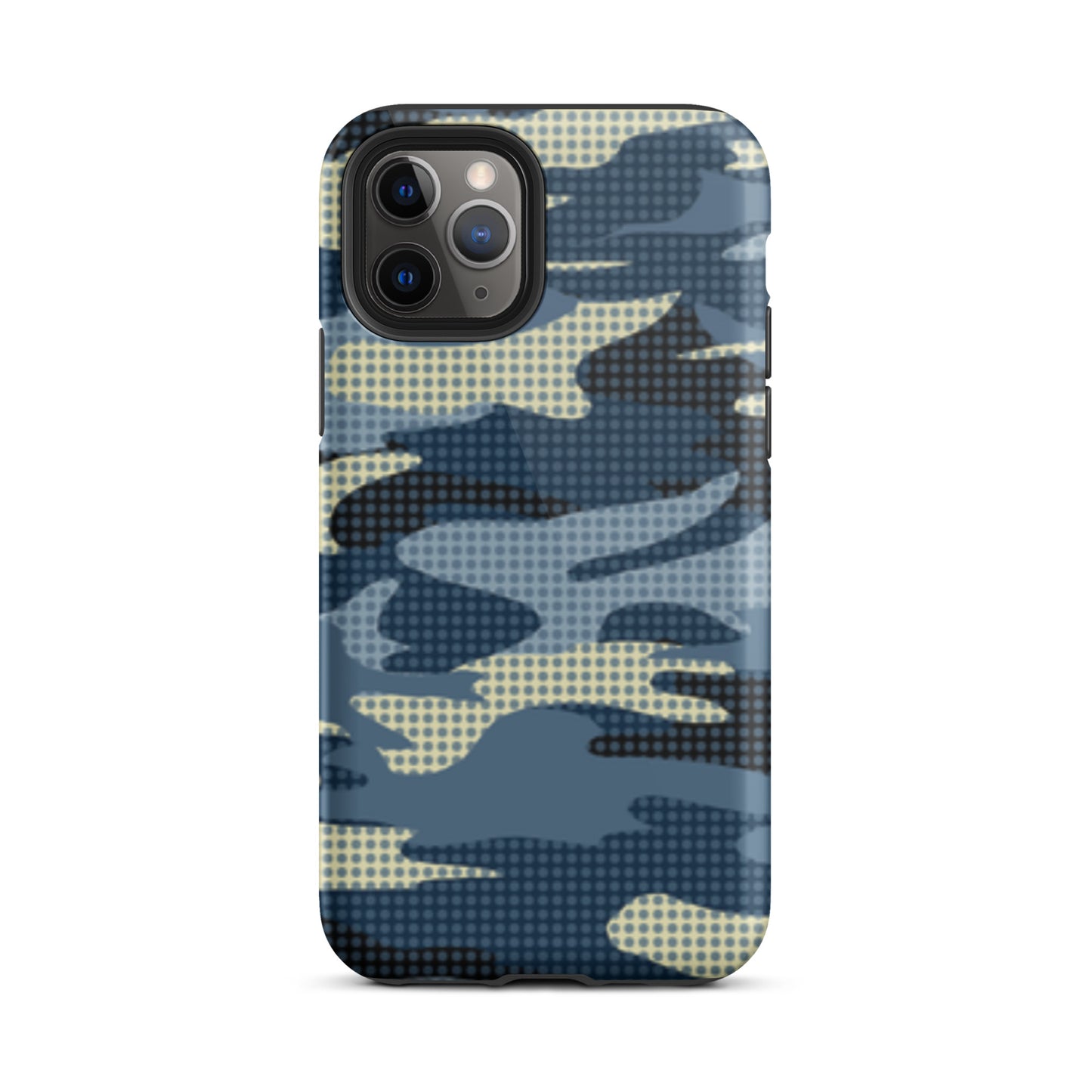iPhone Dual-Layered Tough Case With Raised Bezel - Blue Camo