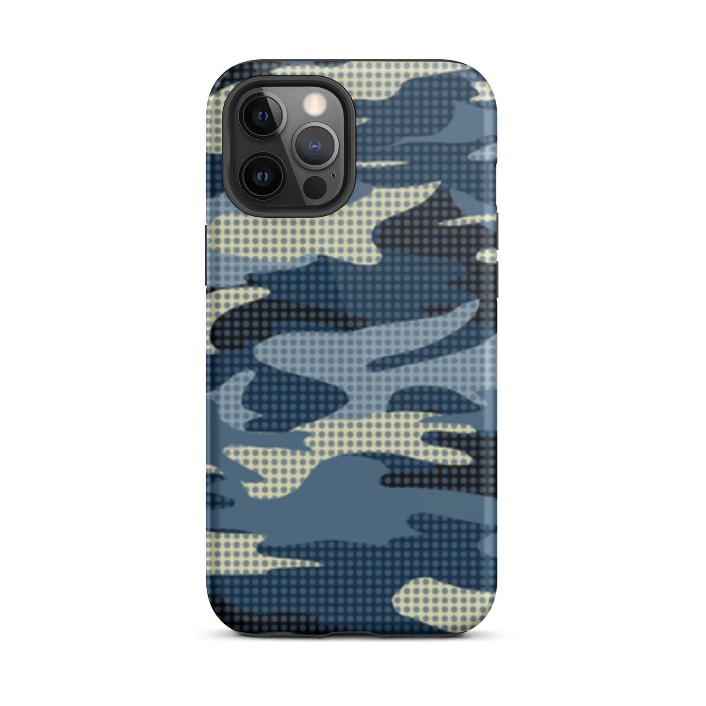 iPhone Dual-Layered Tough Case With Raised Bezel - Blue Camo
