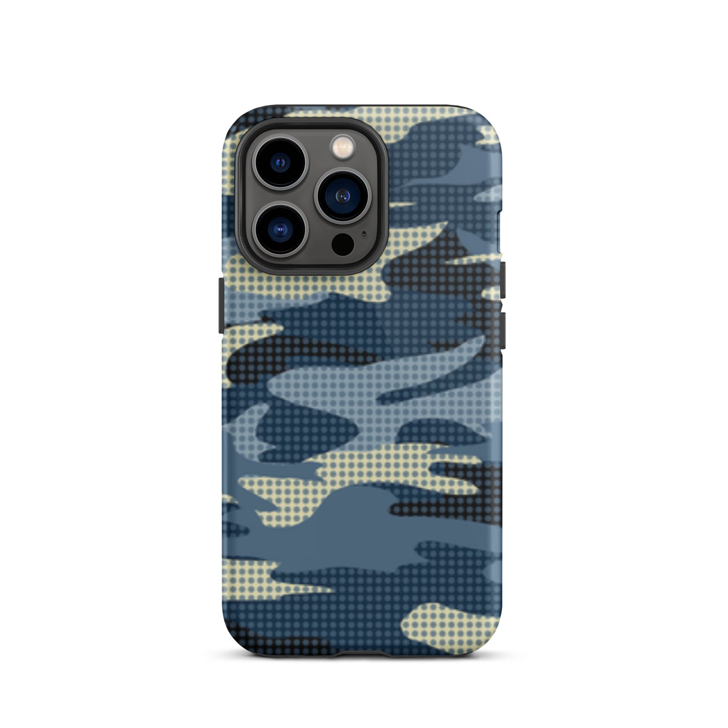 iPhone Dual-Layered Tough Case With Raised Bezel - Blue Camo