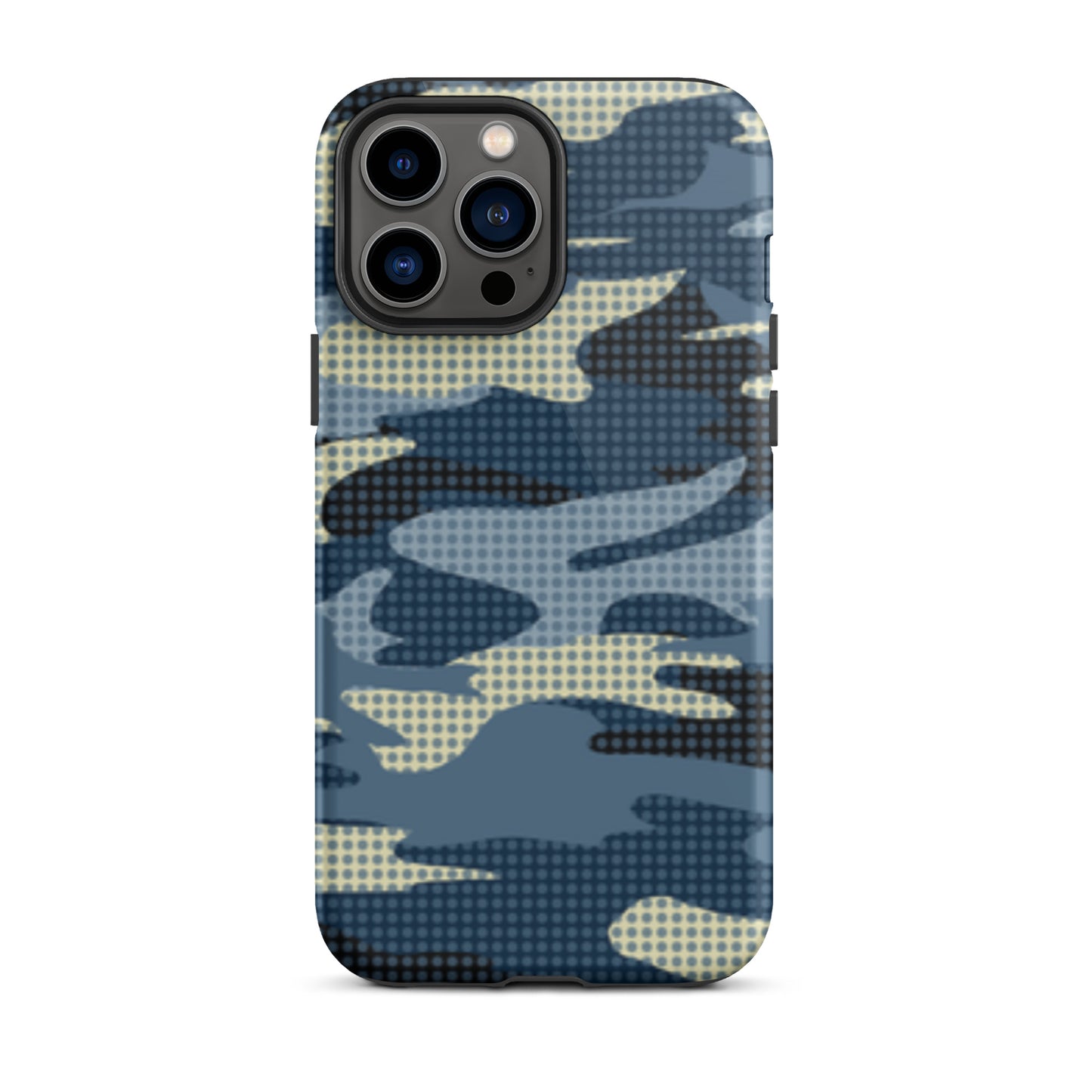 iPhone Dual-Layered Tough Case With Raised Bezel - Blue Camo
