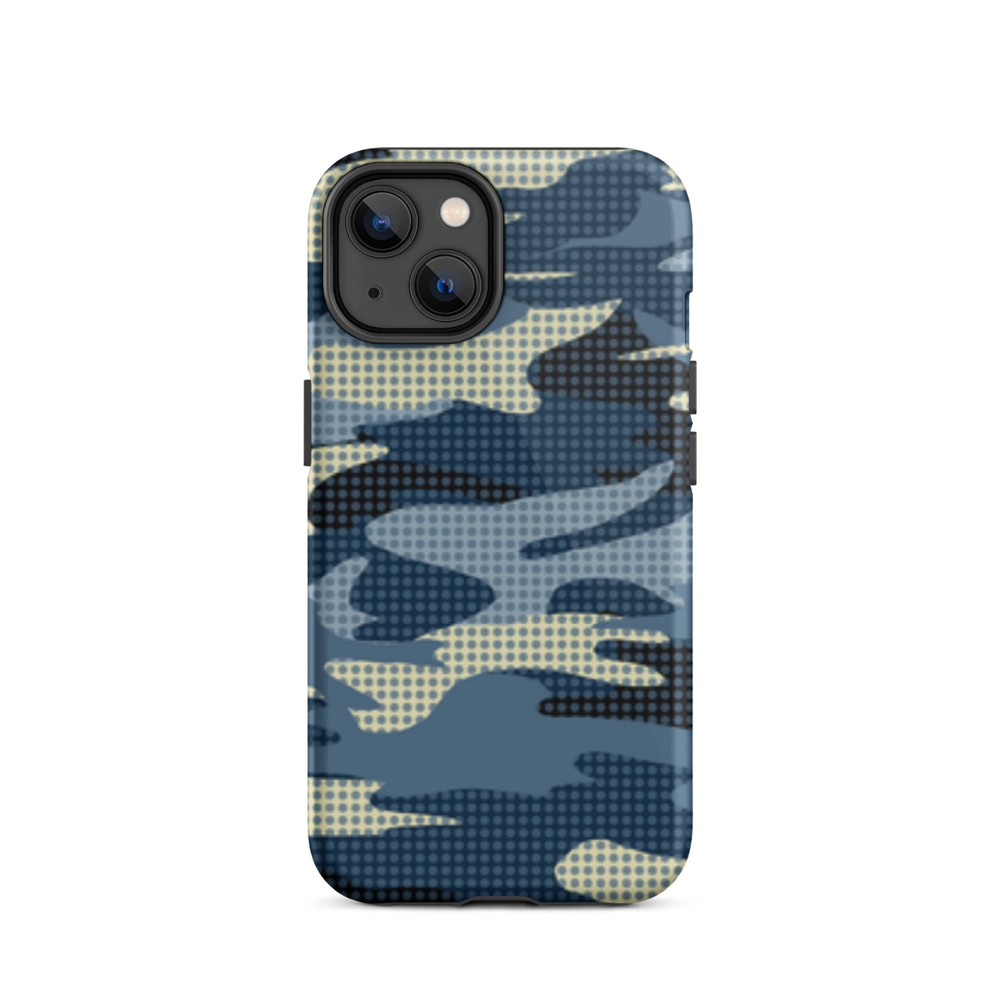 iPhone Dual-Layered Tough Case With Raised Bezel - Blue Camo