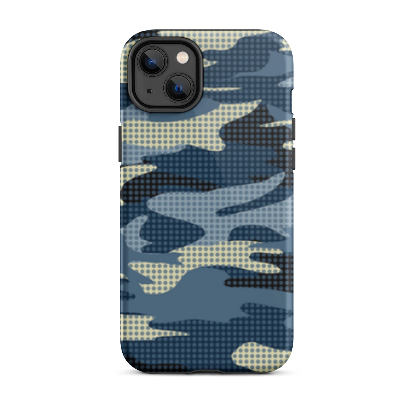 iPhone Dual-Layered Tough Case With Raised Bezel - Blue Camo