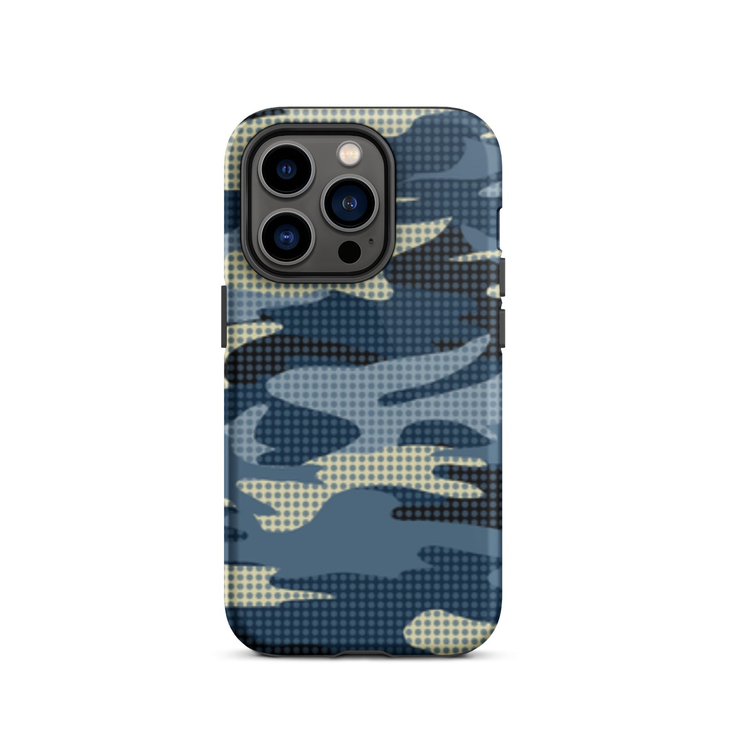 iPhone Dual-Layered Tough Case With Raised Bezel - Blue Camo