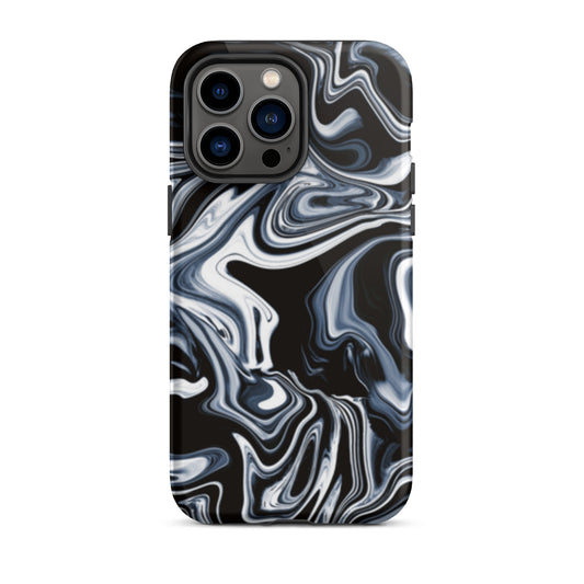 iPhone Dual-Layered Tough Case With Raised Bezel - Black Marble