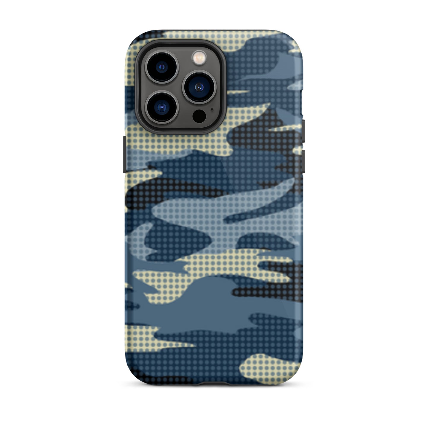 iPhone Dual-Layered Tough Case With Raised Bezel - Blue Camo